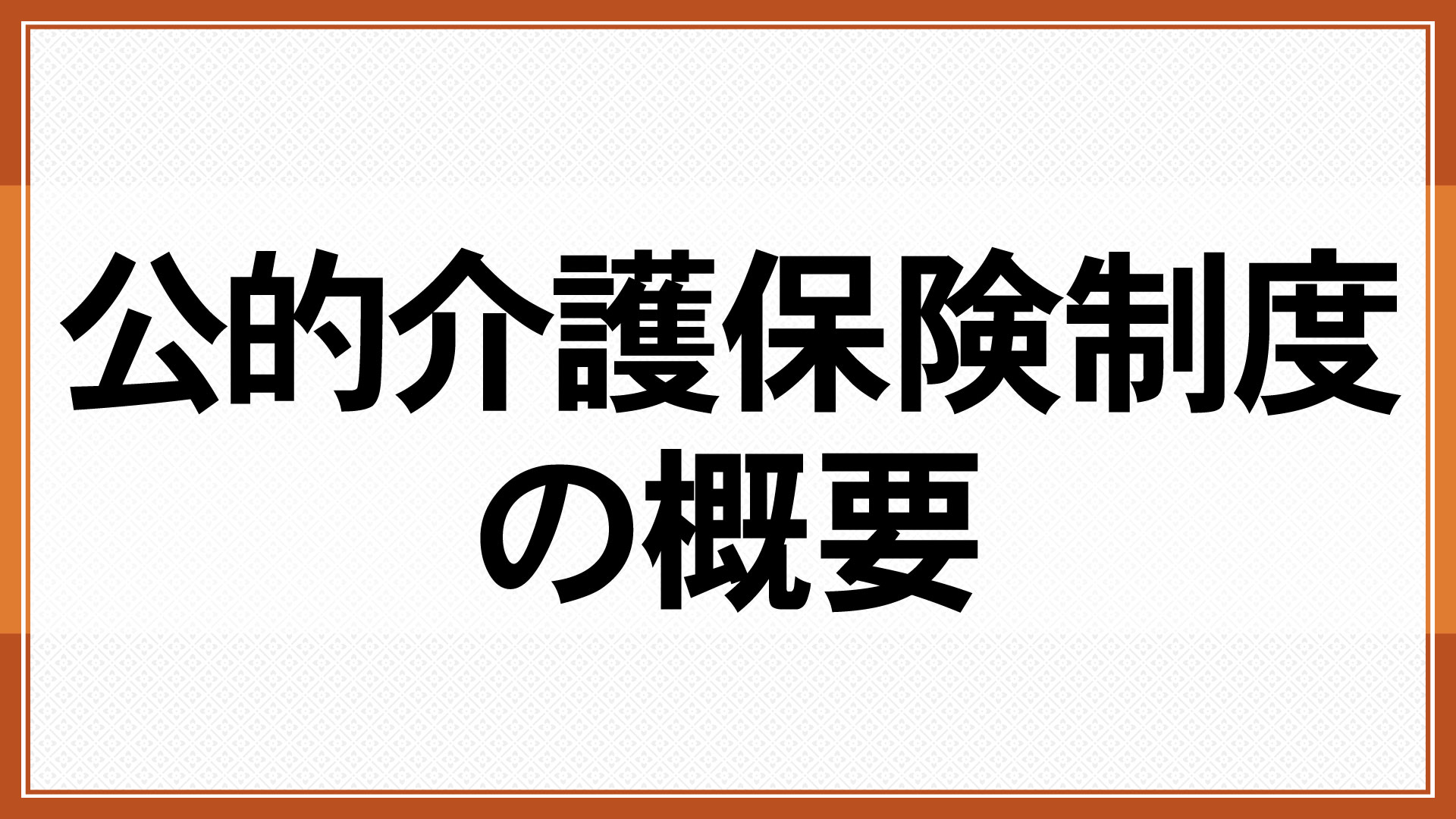 公的介護保険制度の概要